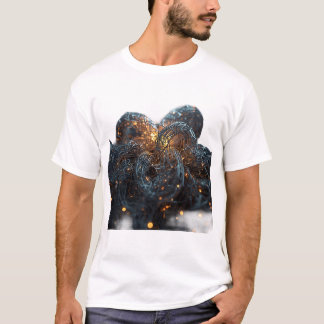 Camiseta Gráfica de Malha de Arame Abstrata e Bril