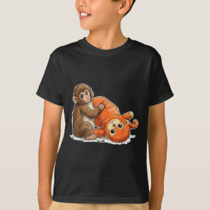 Camiseta gráfica de meme fofo de macaco bebê soco