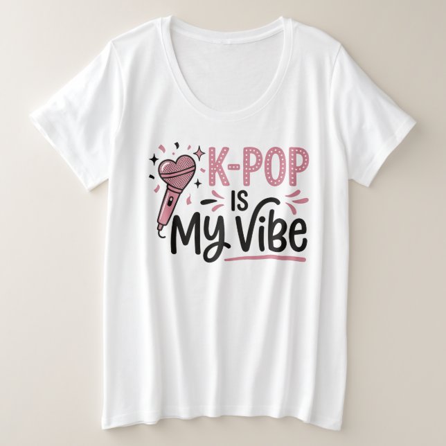 Camiseta Gráfica de Microfone K-POP Is My Vibe (Frente do Design)