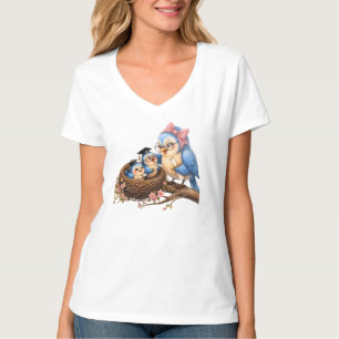 Camiseta Gráfica de Pássaro de Formatura Fofa
