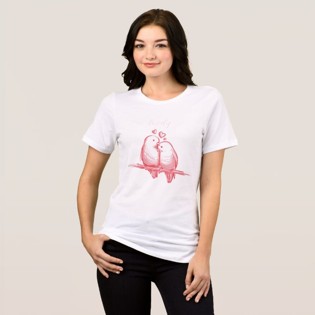 Camiseta Gráfica de Pássaros do Amor (Frente Completa)