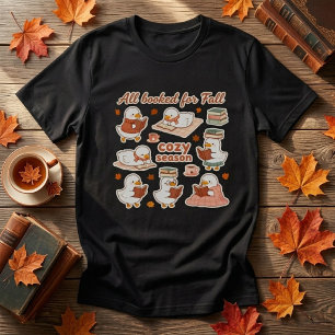 Camiseta Gráfica de Patos Leitura Fofa para o Outo