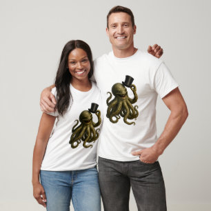 Camiseta gráfica de polvo steampunk com chapéu alt