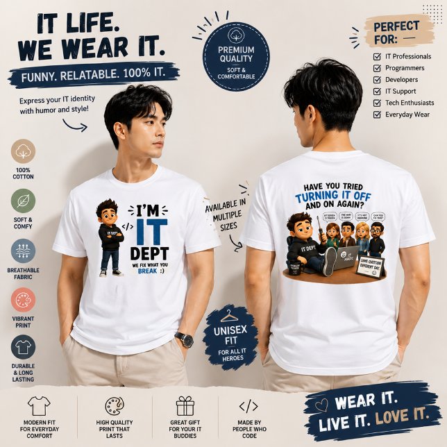 Camiseta Gráfica de Programador e Suporte Técnico (Criador carregado)