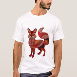Camiseta gráfica de raposa em estilo bordado - Wi