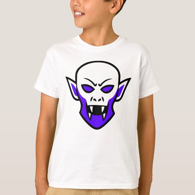 Camiseta Gráfica de Rosto de Vampiro Assustador –  (Frente)