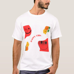 Camiseta Gráfica de Rosto Engraçados e Excêntricos