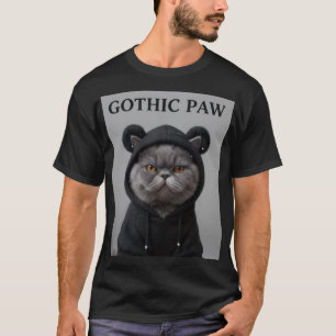 Camiseta Gráfica de Rua com Gato de Capuz Mal-Humo