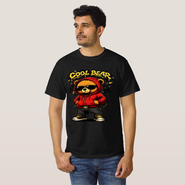 Camiseta Gráfica de Rua Cool Bear Cartoon  (Frente Completa)