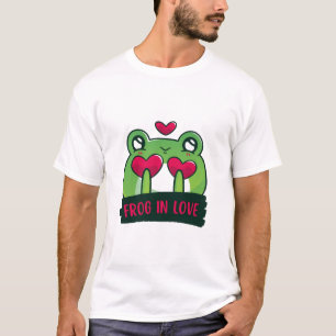 Camiseta Gráfica de Sapo Apaixonado Fofa Estétic