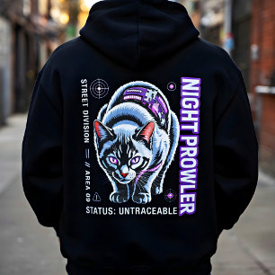 Camiseta Gráfica de Streetwear Cyber Cat para Aman