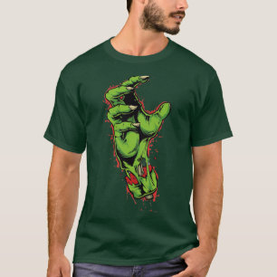 Camiseta Gráfica de Terror com Mão de Zumbi