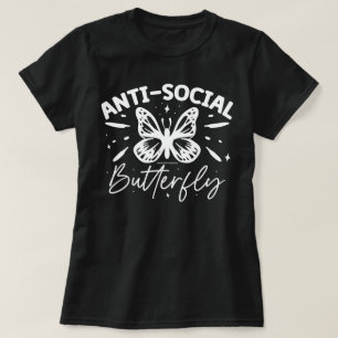 Camiseta Gráfica Divertida – Borboleta Antissocial
