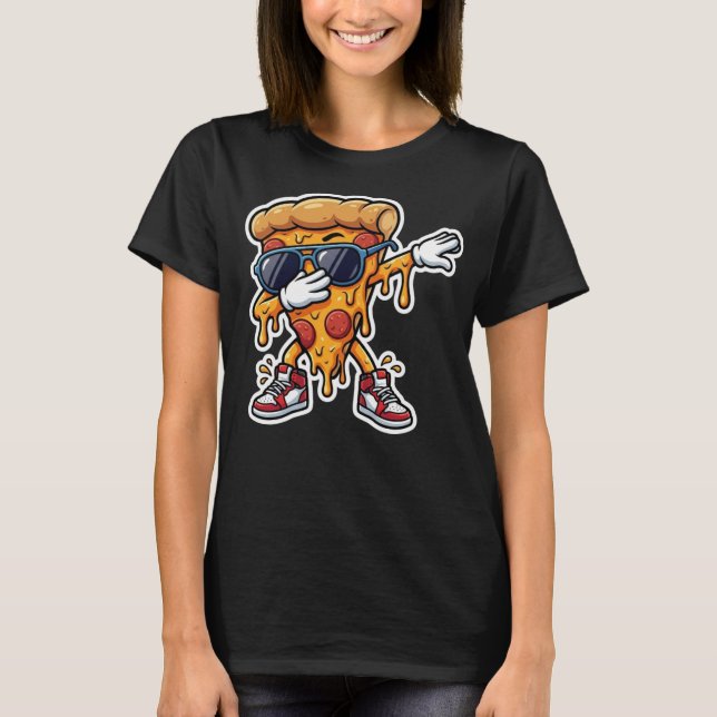 Camiseta Gráfica Divertida de Dabbing com Fatia de (Frente)