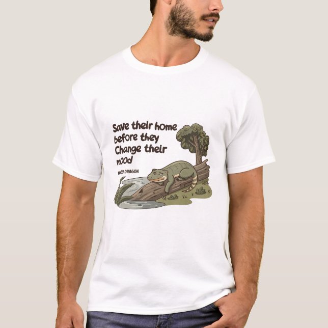 Camiseta Gráfica Divertida do Komodo Dormente com  (Frente)