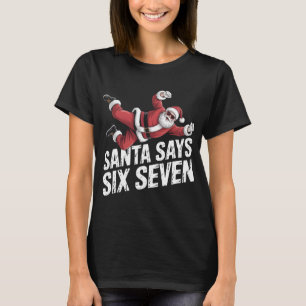 Camiseta Gráfica Divertida do Papai Noel Diz Seis