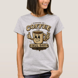 Camiseta Gráfica Divertida para Mulheres com Café