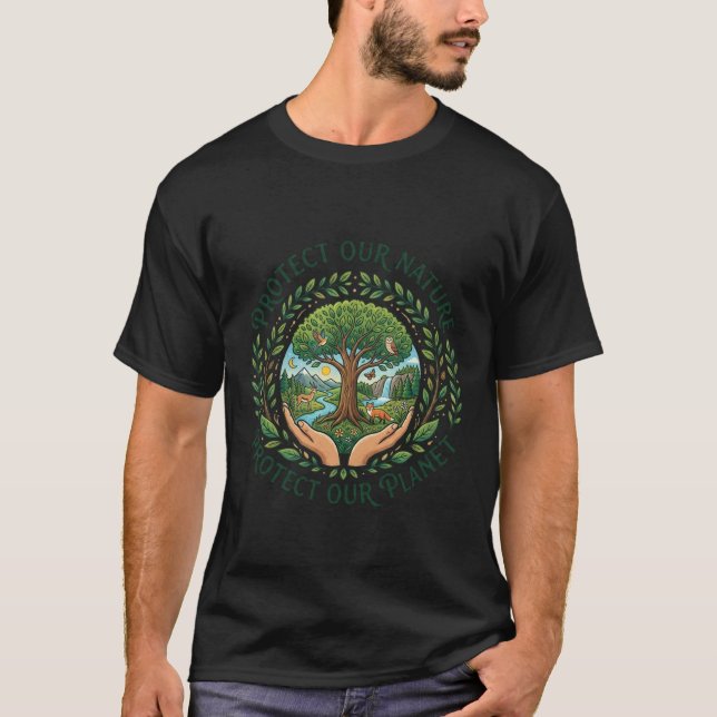 Camiseta Gráfica do Dia da Terra Proteger Nossa Fl (Frente)