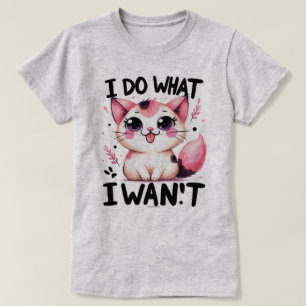 Camiseta Gráfica do Gato Sarcástico - Faço o que Q