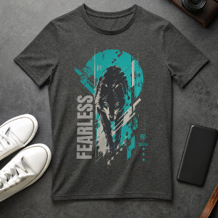 Camiseta Gráfica do Lobo Destemido   Streetwear Lo