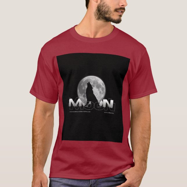 Camiseta gráfica do lobo uivando para a lua cheia (Frente)