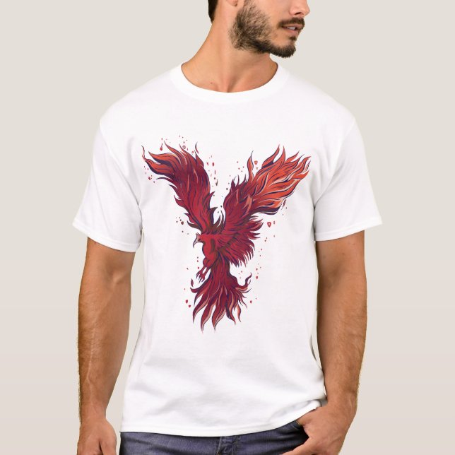 Camiseta Gráfica do Pássaro Fenix Vermelho Voador  (Frente)
