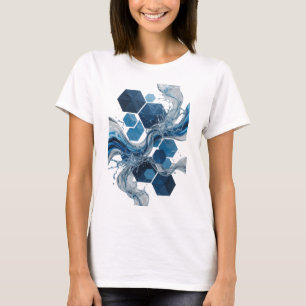 Camiseta Gráfica Edgy Blue ÁGUA E HEXÁGONOS