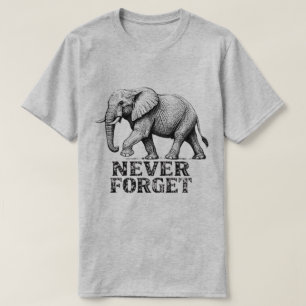 Camiseta Gráfica Elefante Antigo Nunca Esquece