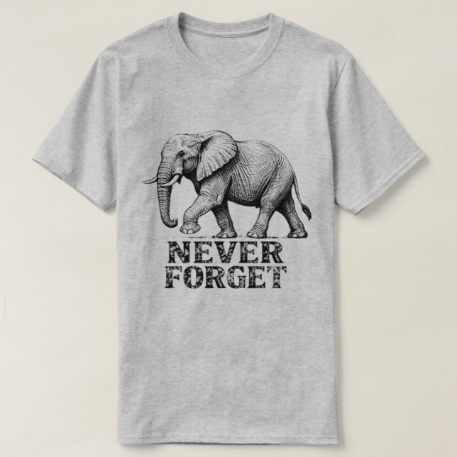 Camiseta Gráfica Elefante Antigo Nunca Esquece (Frente do Design)