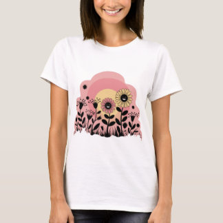 camiseta gráfica engraçada de mulheres de flores