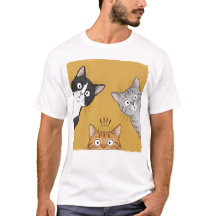 Camiseta Gráfica Engraçada e Curiosa de Gatos Vint