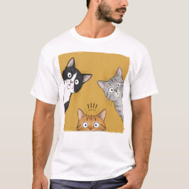 Camiseta Gráfica Engraçada e Curiosa de Gatos Vint