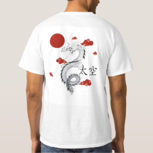 Camiseta Gráfica Estética de Dragão Japonês