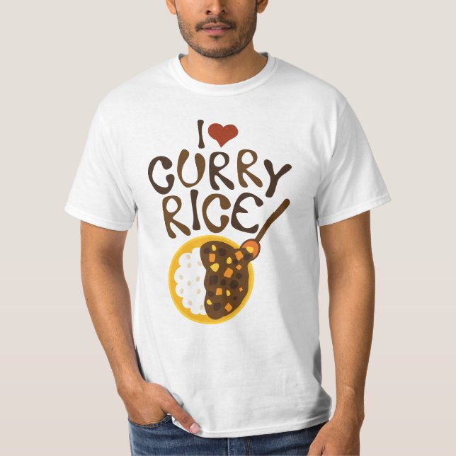 Camiseta Gráfica Eu Amo Arroz Curry (Frente)
