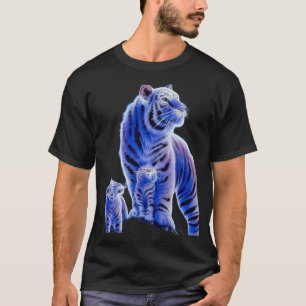 Camiseta Gráfica Família Tigre Gelo Místico Azul 