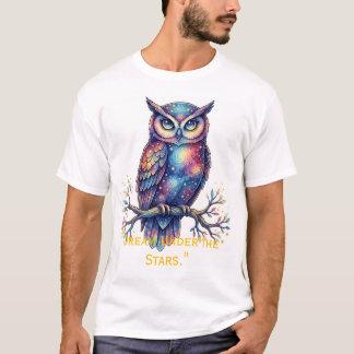 Camiseta Gráfica Fantasia Cósmica Celestial Coruja