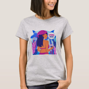 Camiseta Gráfica Feminina de Férias de Primavera