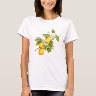 Camiseta Gráfica Feminina de Limão em Buquê Floral