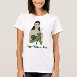 Camiseta gráfica feminina estética verde artística