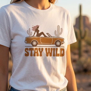 Camiseta Gráfica Feminina Stay Wild Retro Car