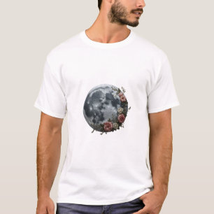 Camiseta Gráfica Floral Lua Celestial