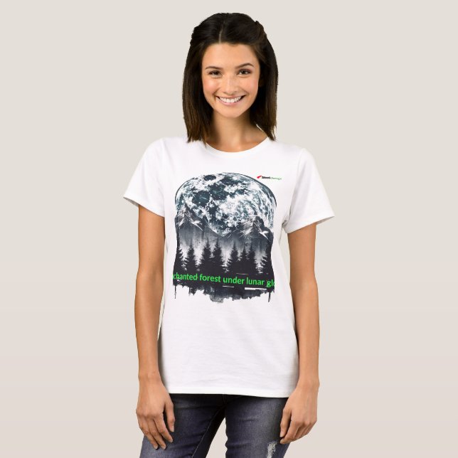 Camiseta Gráfica Floresta Encantada Lua Cheia Natu (Frente Completa)