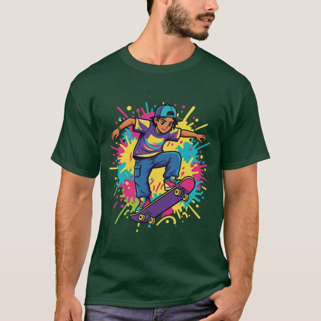 Camiseta Gráfica Funky Skater Boy (Frente)