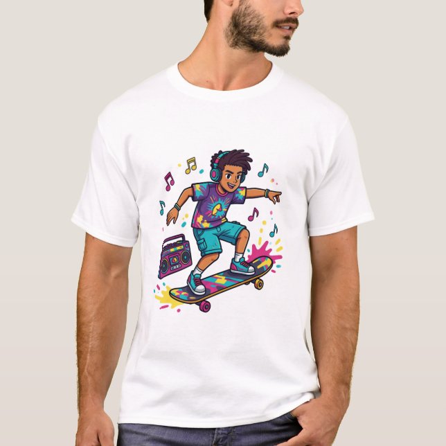Camiseta Gráfica Funky Skater Boy (Frente)