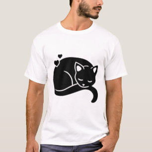 Camiseta Gráfica Gato Adormecido com Corações