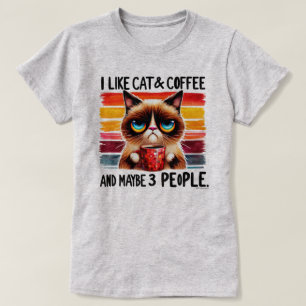 Camiseta Gráfica Gato Sarcástico - Meu Gato, Café 