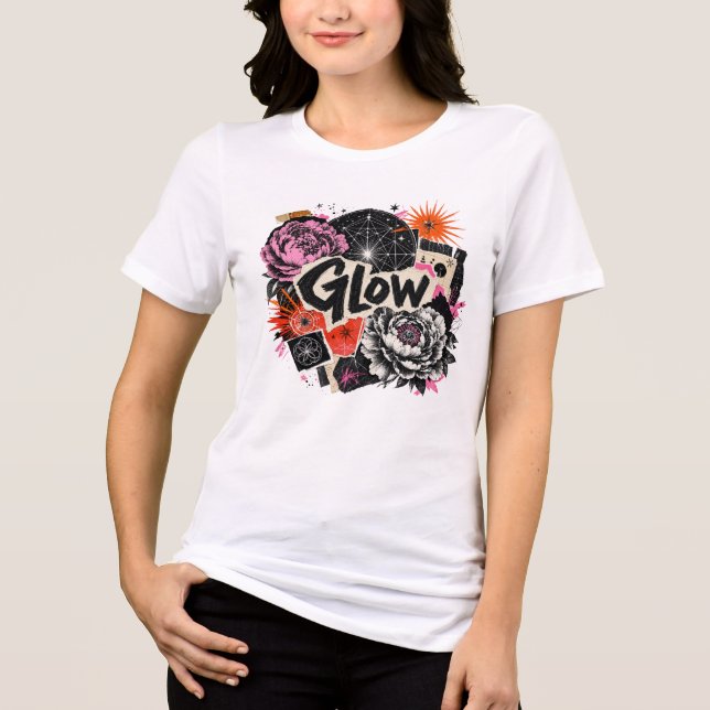 Camiseta gráfica 'Glow Floral Cosmic Collage'  (Frente)