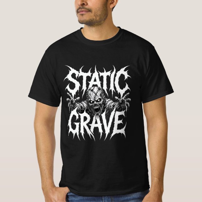 Camiseta Gráfica Gótica de Terror Estática (Frente)