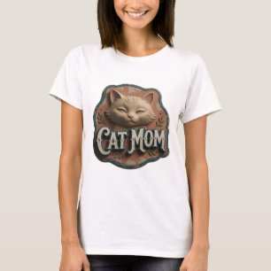 Camiseta Gráfica Icônica Prata CAT MOM