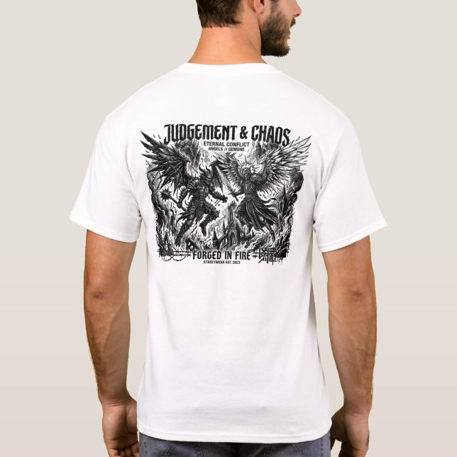 Camiseta Gráfica Julgamento & Caos - Conflito Eter (Verso)
